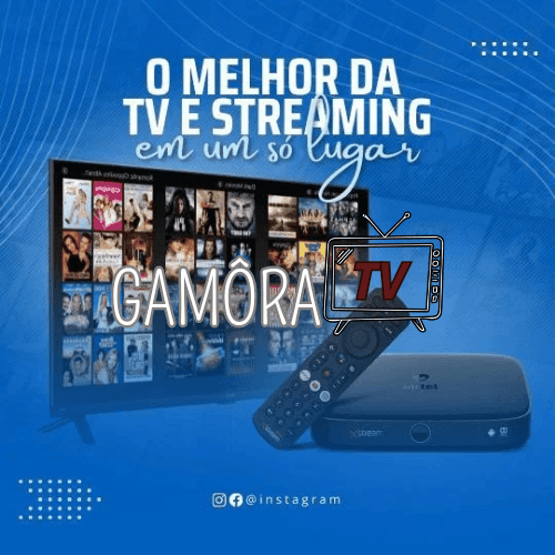 TV and streaming service advertisement with remote and receiver.